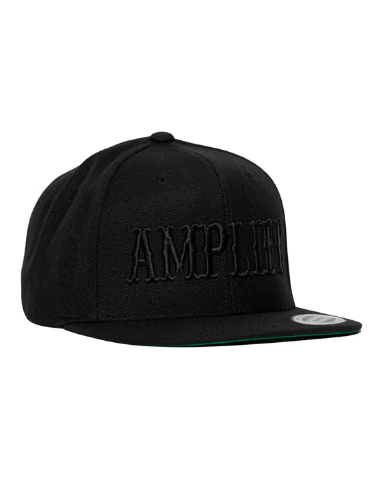 Amplife® Black & Black Flat Bill Snapback Side