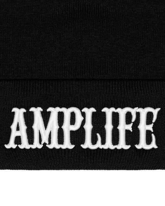 Amplife® Black & White Beanie Front Detail