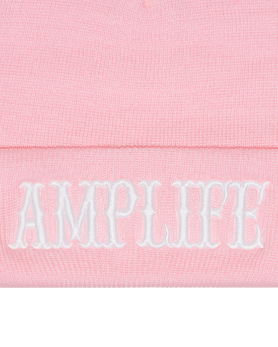 Amplife® Pink & White Beanie Front Detail