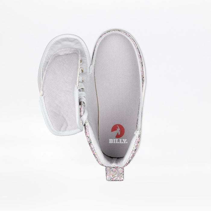 Silver Multi Glitter BILLY Classic D|R II High top open on a white background