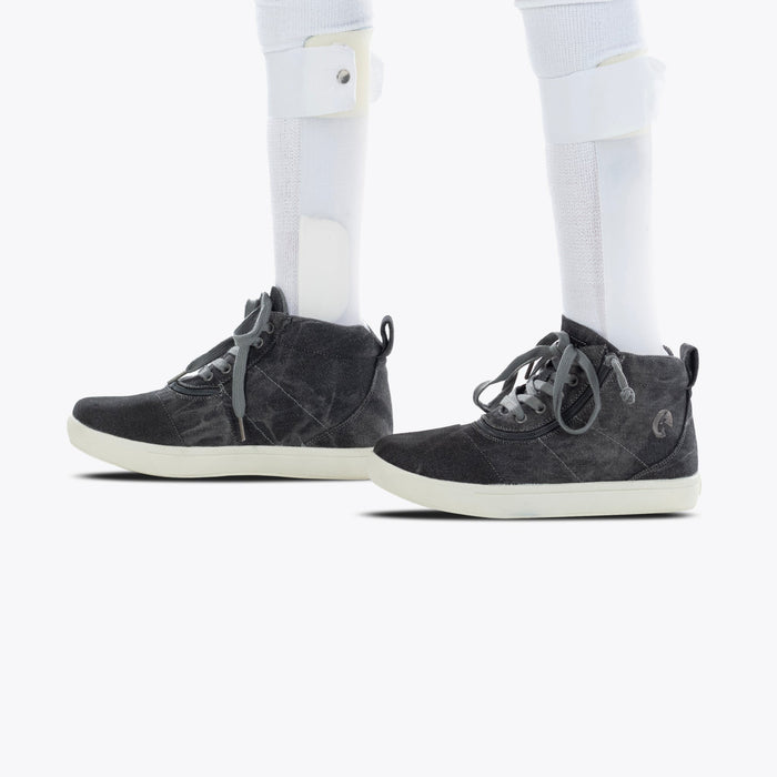 Black Acid Wash BILLY D|R II Short Wrap High on model worn with a white AFO on a white background