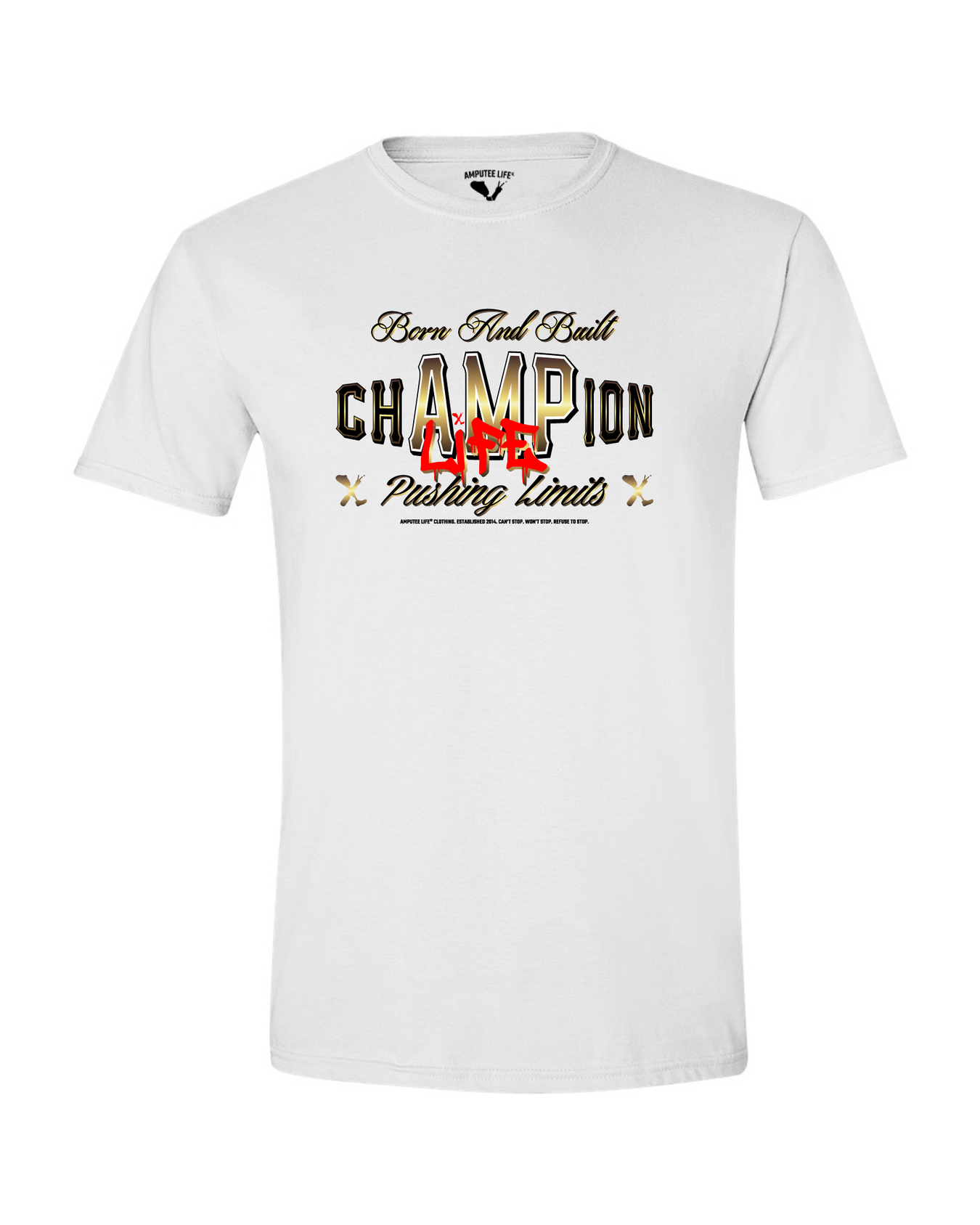 Amplife® Born and Built Champion White & Gold T-Shirt