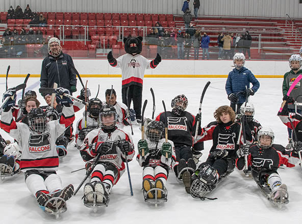 Group photo of GLASA Sled Hockey team.