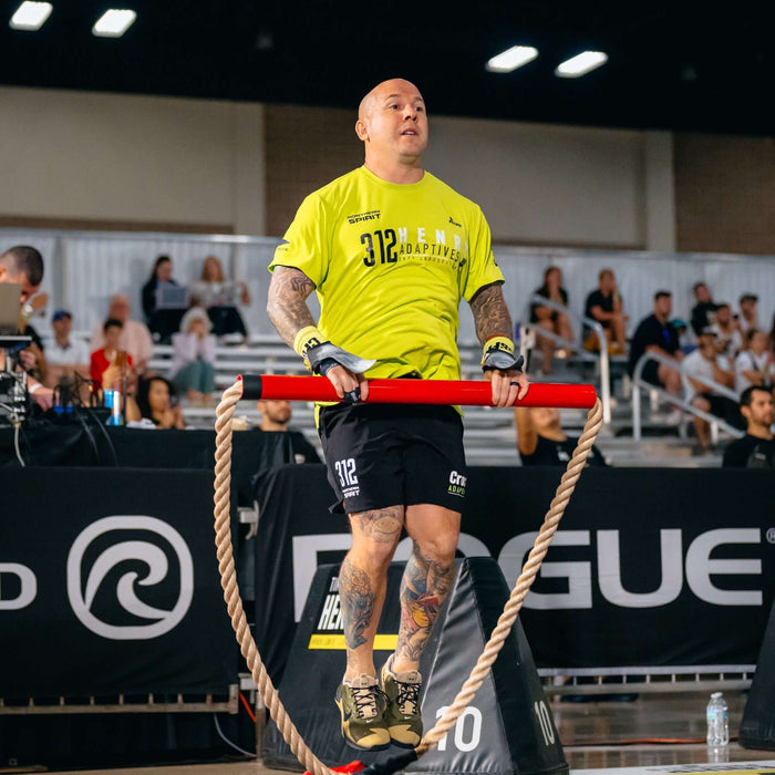 Equip Products Heavy Mono Rope in use by an athlete in a competition.