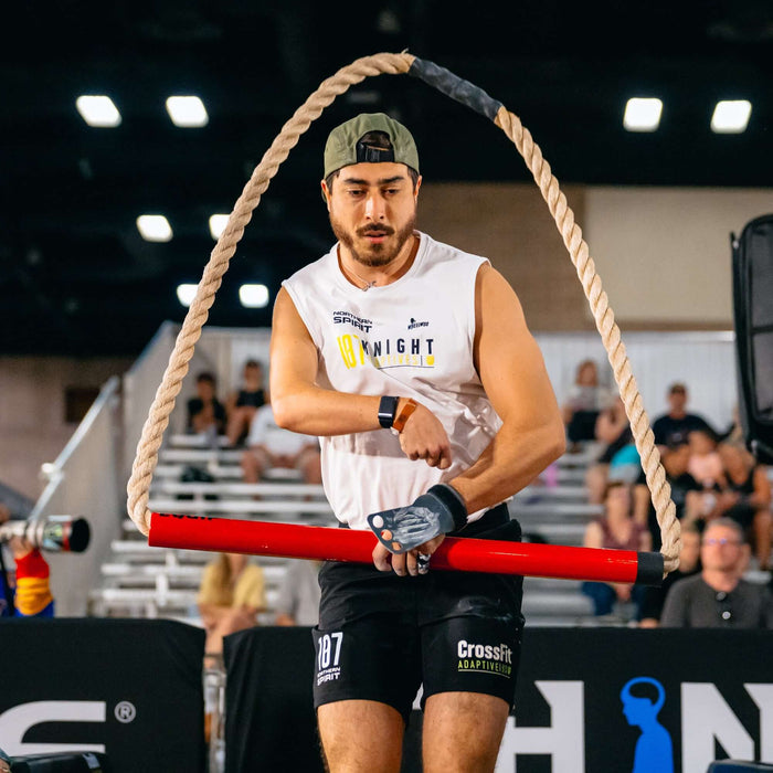 Equip Products Heavy Mono Rope in use by an athlete with a right arm impairment in a competition.