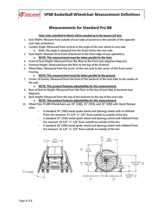 Top End Pro Basketball Wheelchair (ProBB)