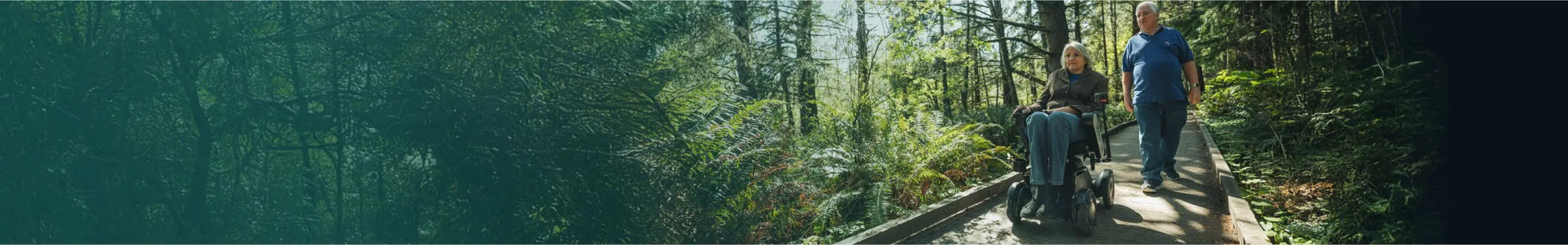 Senior couple walking into the woods