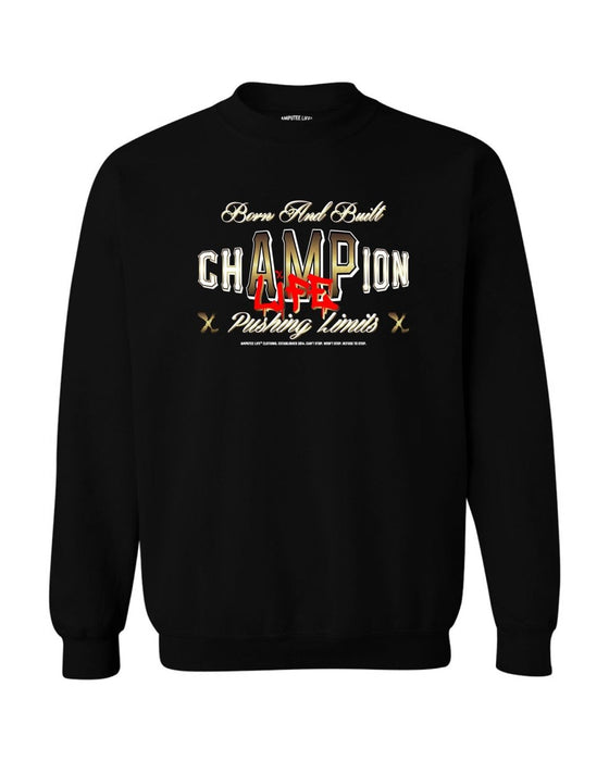 AMPLIFE BORN AND BUILT CHAMPION BLACK & GOLD CREWNECK SWEATSHIRT - CREWNECK SWEATSHIRTS - AMPLIFE™