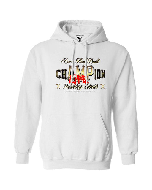 AMPLIFE BORN AND BUILT CHAMPION WHITE & GOLD HOODIE - HOODIES - AMPLIFE™