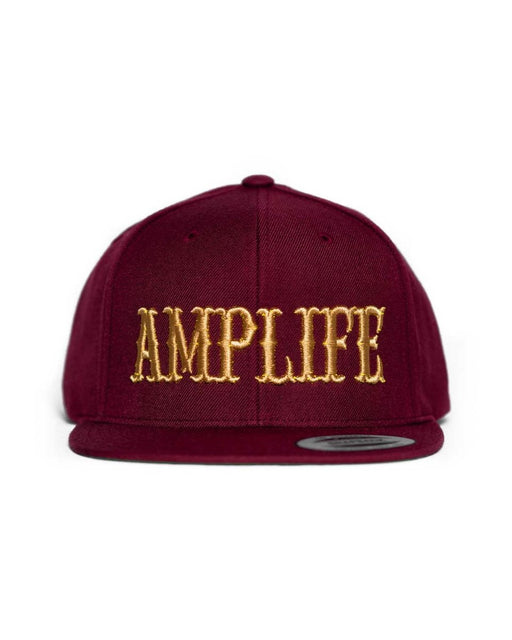 AMPLIFE BURGUNDY & GOLD FLAT BILL SNAPBACK - HATS - Amplife®