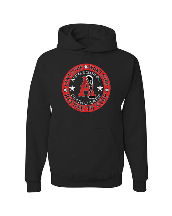 AMPLIFE DEATH CHEATER BLACK & RED HOODIE - HOODIES - Amplife®