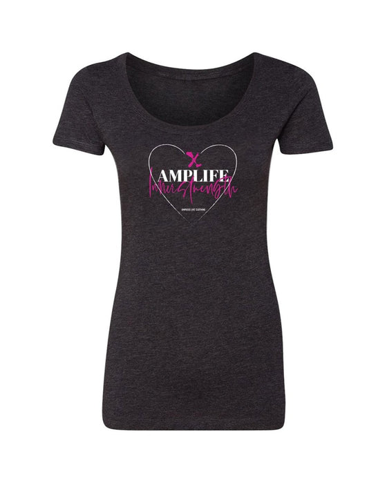 AMPLIFE INNERSTRENGTH HEARTBEAT VINTAGE BLACK SCOOP NECK SHIRT - SHIRTS - Amplife®