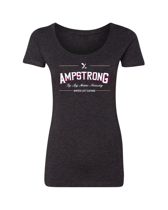 AMPSTRONG VINTAGE BLACK & PINK SCOOP NECK SHIRT - SHIRTS - Amplife®