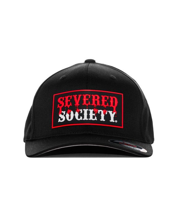 SEVERED SOCIETY DRIP PVC PATCH BLACK FLEXFIT CURVED BILL FITTED - HATS - AMPLIFE™