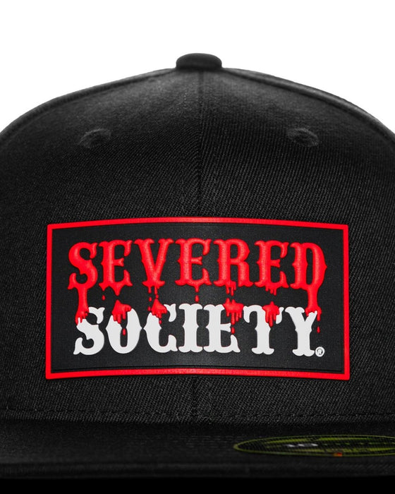 SEVERED SOCIETY DRIP PVC PATCH BLACK FLEXFIT FLAT BILL FITTED - HATS - AMPLIFE™