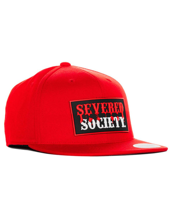SEVERED SOCIETY DRIP PVC PATCH RED FLEXFIT FLAT BILL FITTED - HATS - AMPLIFE™