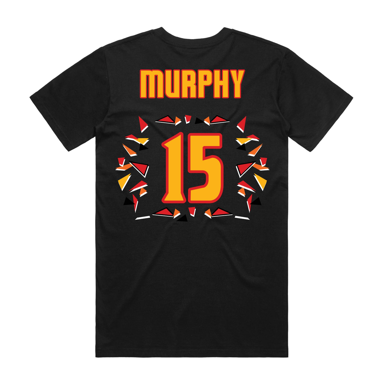 Back angle of the Milo Murphy MAS Kansas City Kings Wheelchair Basketball Amplife Black T-Shirt against a white background