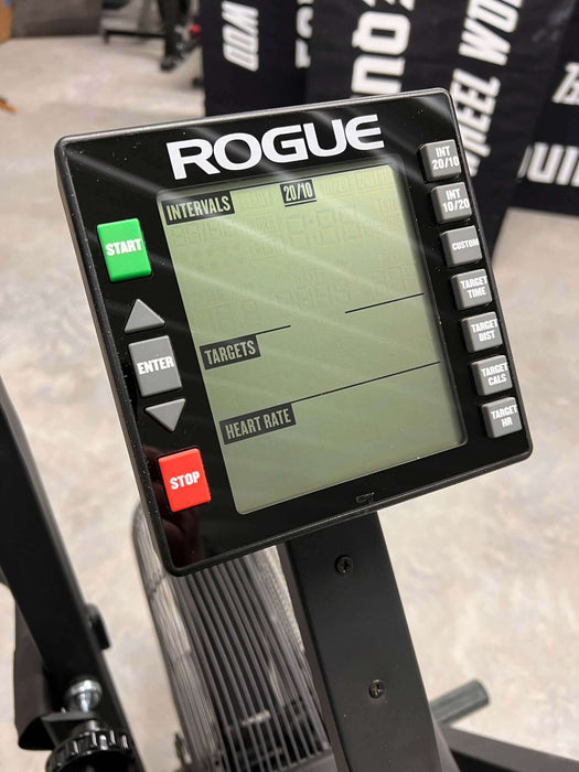 Equip Products Rogue® Echo Bike Monitor Flip Interface on the Rogue® Echo Bike.