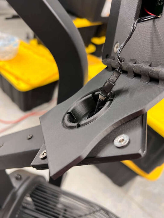 Detail of Equip Products Assault Bike Monitor Flip Interface.