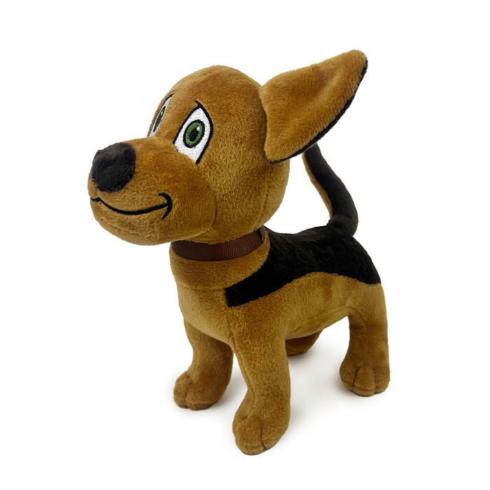Maliboo dog plushie front left on a white background