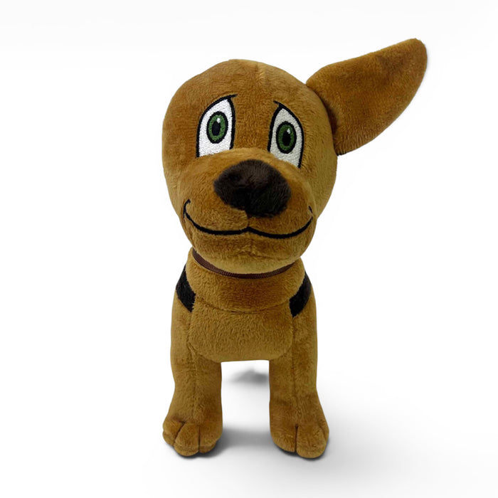 Maliboo plush front seated view by Hillary Sussman, Adventures of Roxy series