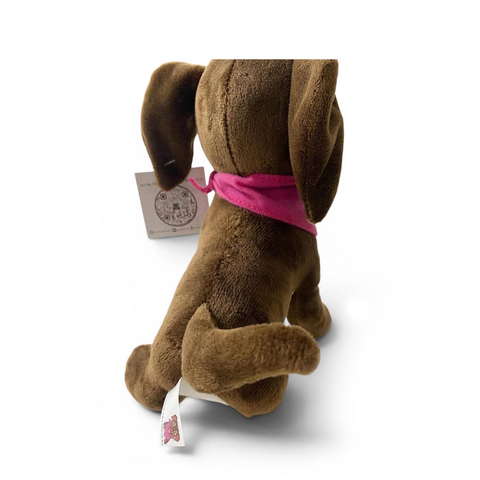 Roxy dog plushie back on a white background