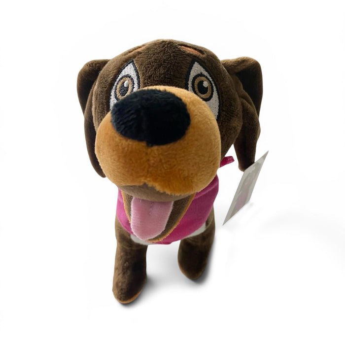 Roxy dog plushie front on a white background