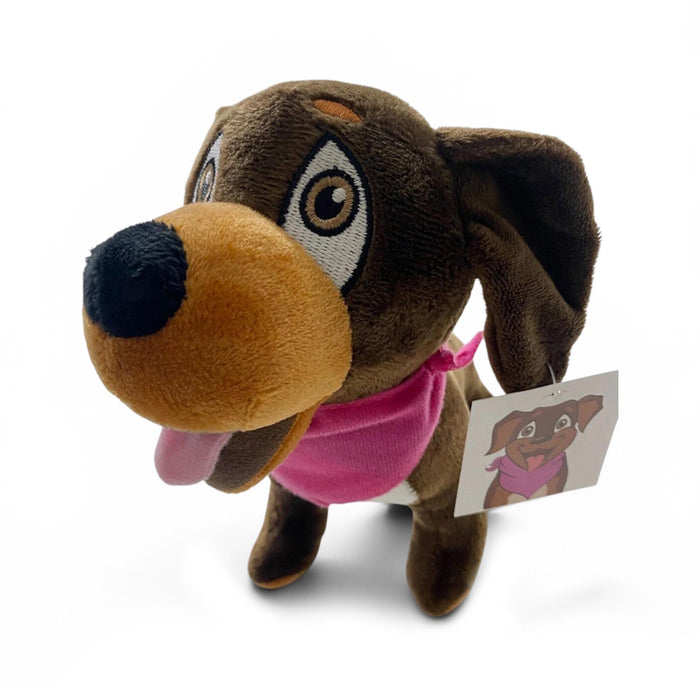 Roxy dog plushie front left on a white background