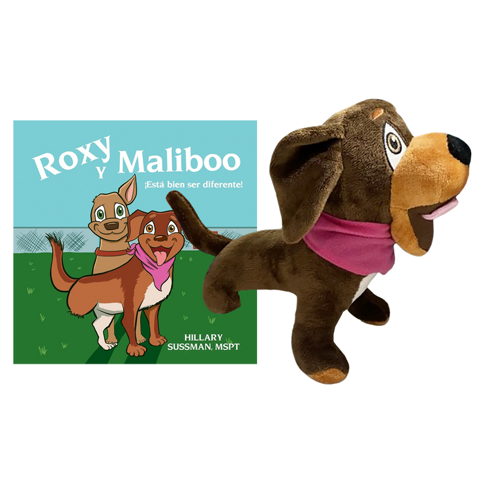 Roxy y Maliboo: ¡Está bien ser diferente!  cover with Roxy plushie on a white background