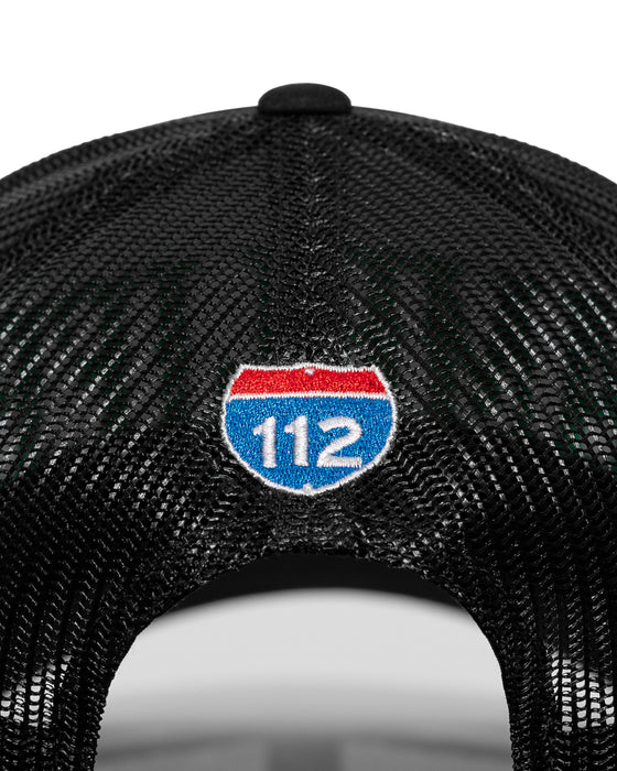 Amplife® Black & Green Curved Bill Trucker Snapback Back Detail