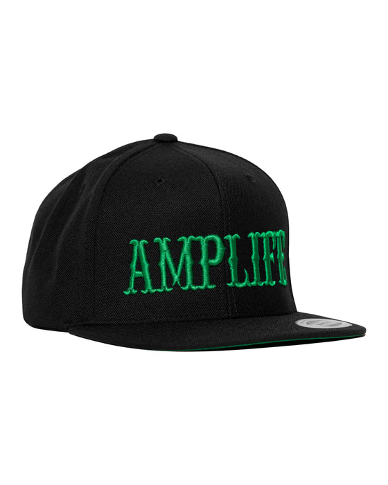 Amplife® Black & Green Flat Bill Snapback Side