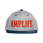Amplife® Heather Grey Navy & Orange Flat Bill Snapback