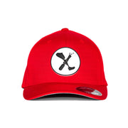 AMPLIFE LOGO PVC PATCH RED CURVED BILL FITTED HAT