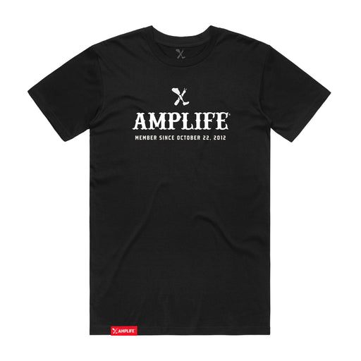 Amplife Member Since Customizable Black T-Shirt front on a white background