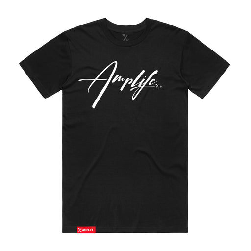 Amplife Signature Black T-Shirt on a white background