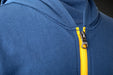Detail of MagZip Kids Adaptive Yellow Hoodie with Magnetic Zipper on a dark grey background