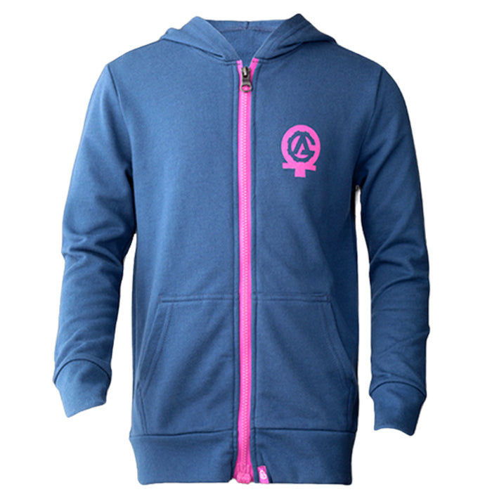 MagZip Kids Adaptive Pink Hoodie with Magnetic Zipper on a white background