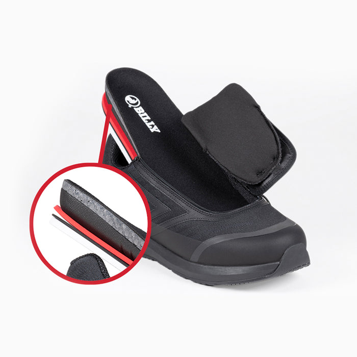 Men's Black to the Floor BILLY Goat front side with insert in shoe on a white background