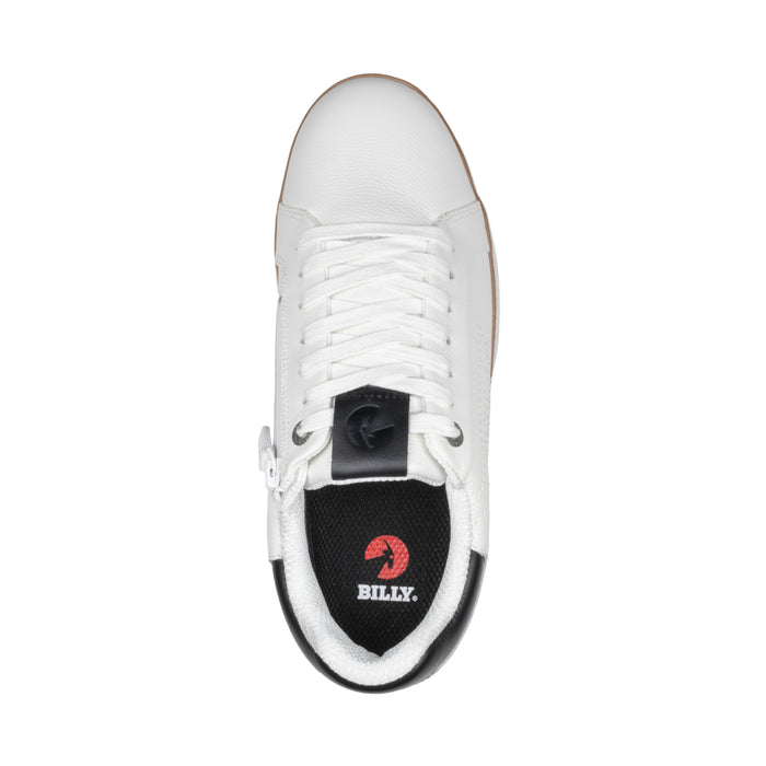 Men's White Leather BILLY Comfort Luxe top on a white background