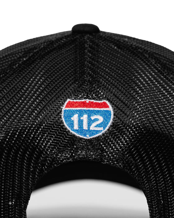 Death Cheater Halo Patch Black Curved Bill Trucker Snapback