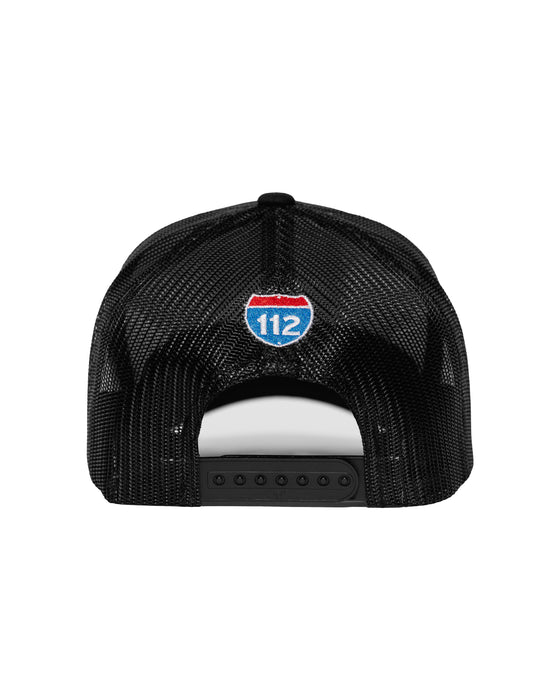 Death Cheater Halo Patch Black Curved Bill Trucker Snapback