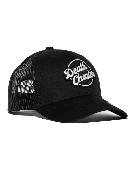 Death Cheater Halo Patch Black Curved Bill Trucker Snapback