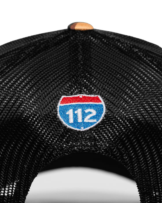 Death Cheater Halo Patch Camo & Black Curved Bill Trucker Snapback