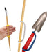 Set of gardening tools including a trowel, pruner, and brush with an EaZyHold  Grip Aid on a white background