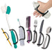 Set of cleaning tools and utensils with black EaZyHold Grip Aids on each on a white background