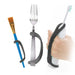 Fork, paintbrush, and toothbrush with EaZyHold Grip Aid on a white background