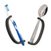 Silver spoon and toother brush with a black EaZy Hold Grip Aid on a white background