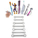 Colorful tools with a platinum EaZyHold Grip Aid on a white background