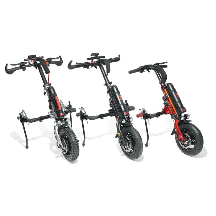 3 Rio Mobility Firefly 2.5 Electric Scooter Wheelchair Attachments on a white background.