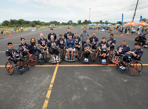 Group portrait of the Chicago Bears Wheelchair Football team.